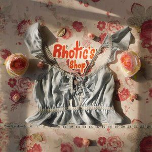 Angelic Pale Blue Ruffle Soliana Pajama Crop Top